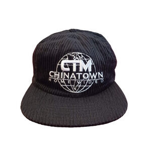 Chinatown Market Black Corduroy Cotton CTM Home Video Hook & Loop Cap Hat NWT